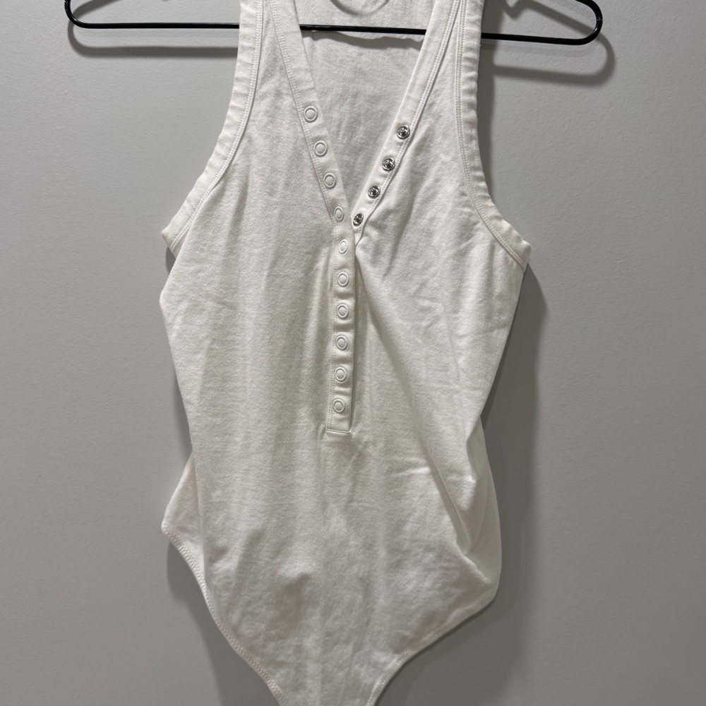 Alexander Wang white bodysuit snaps racerback xs